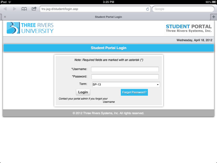 Screenshots depicting the various responsive portals I redesigned to use a common framework.