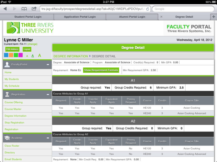 Screenshots depicting the various responsive portals I redesigned to use a common framework.