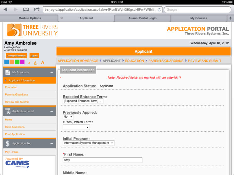 Screenshots depicting the various responsive portals I redesigned to use a common framework.