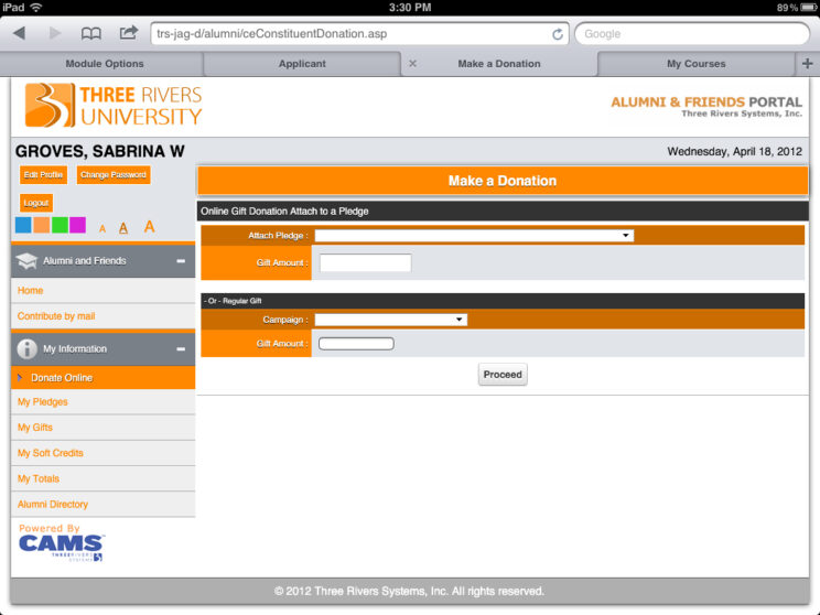 Screenshots depicting the various responsive portals I redesigned to use a common framework.
