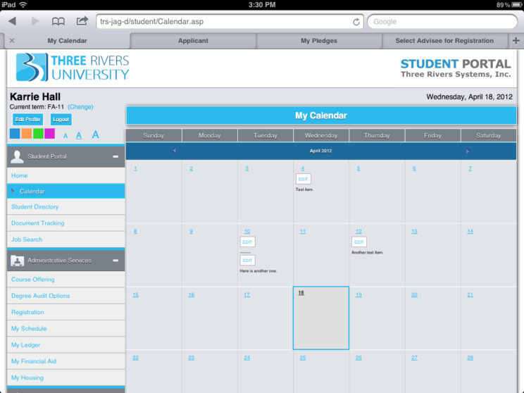 Screenshots depicting the various responsive portals I redesigned to use a common framework.
