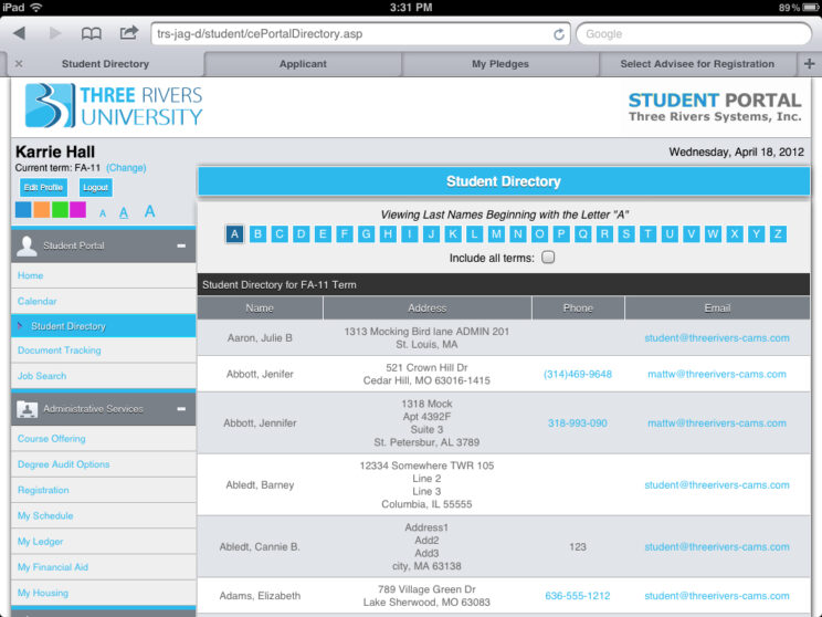 Screenshots depicting the various responsive portals I redesigned to use a common framework.