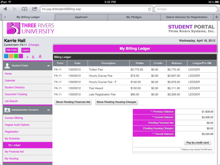 Screenshots depicting the various responsive portals I redesigned to use a common framework.