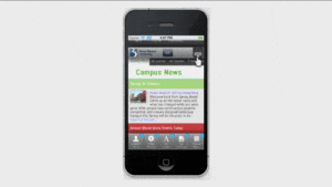 An animated GIF depicting the Mobile Student Portal on an iPhone.