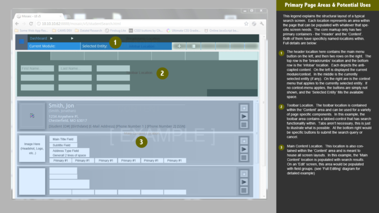 An image depicting an early iteration of the Mosaic user interface and user experience design.
