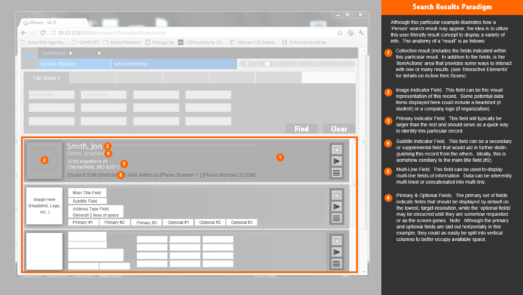 An image depicting an early iteration of the Mosaic user interface and user experience design.