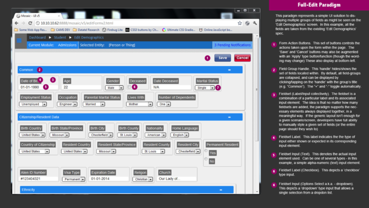 An image depicting an early iteration of the Mosaic user interface and user experience design.