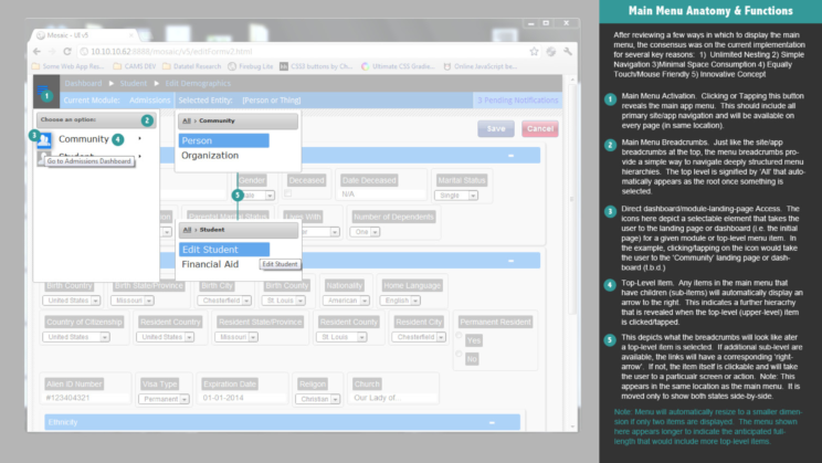 An image depicting an early iteration of the Mosaic user interface and user experience design.