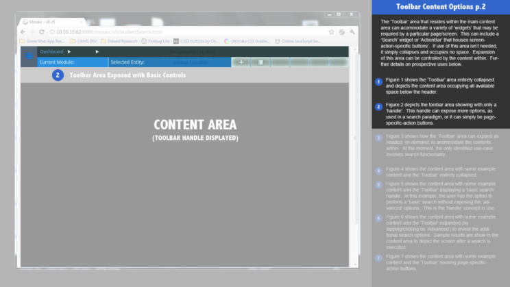 An image depicting an early iteration of the Mosaic user interface and user experience design.