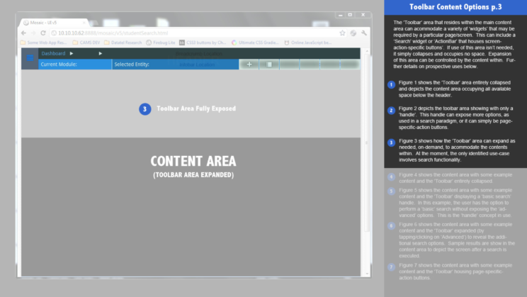 An image depicting an early iteration of the Mosaic user interface and user experience design.