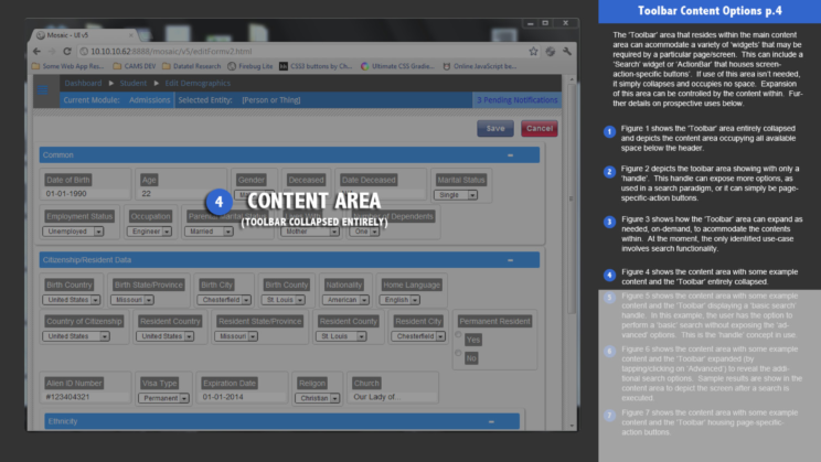 An image depicting an early iteration of the Mosaic user interface and user experience design.