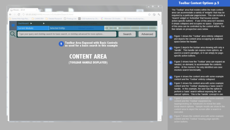 An image depicting an early iteration of the Mosaic user interface and user experience design.