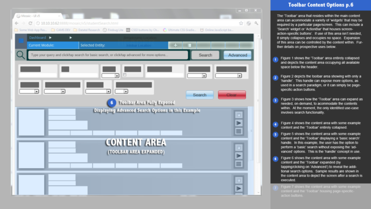 An image depicting an early iteration of the Mosaic user interface and user experience design.