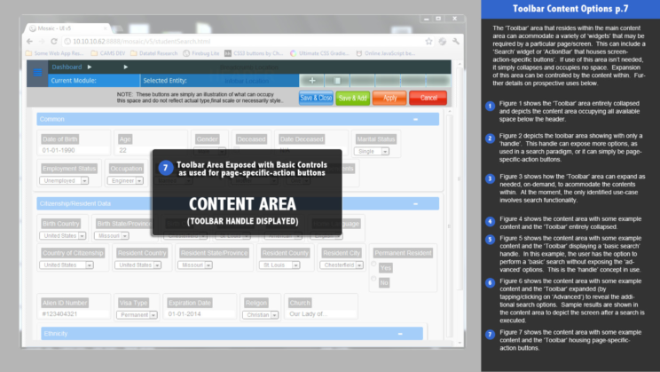 An image depicting an early iteration of the Mosaic user interface and user experience design.