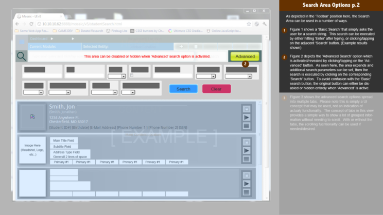 An image depicting an early iteration of the Mosaic user interface and user experience design.