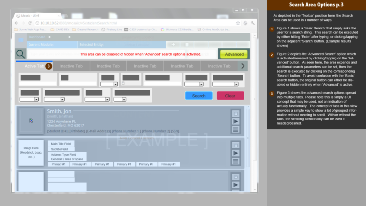 An image depicting an early iteration of the Mosaic user interface and user experience design.