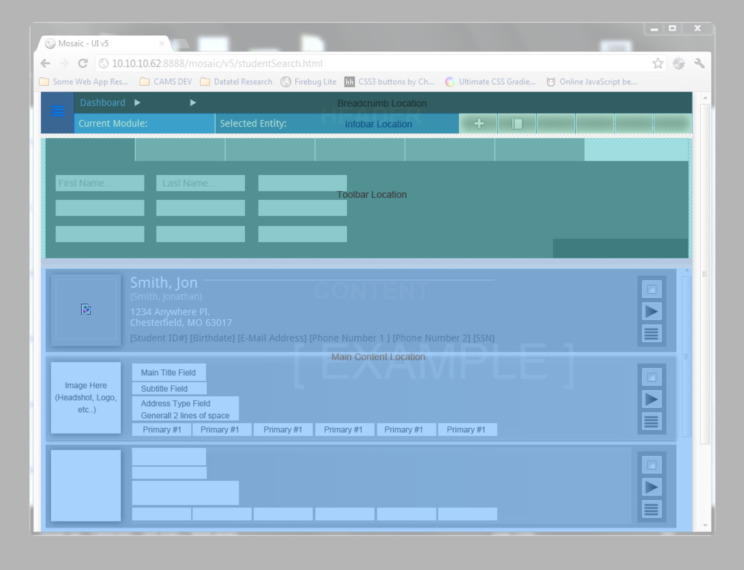 An image depicting an early iteration of the Mosaic user interface and user experience design.