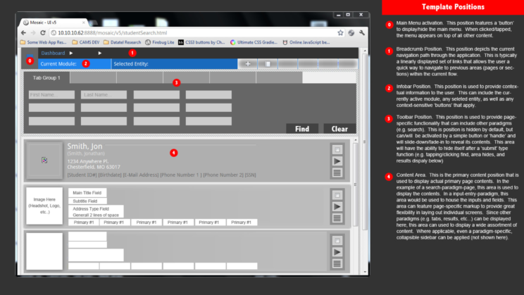 An image depicting an early iteration of the Mosaic user interface and user experience design.