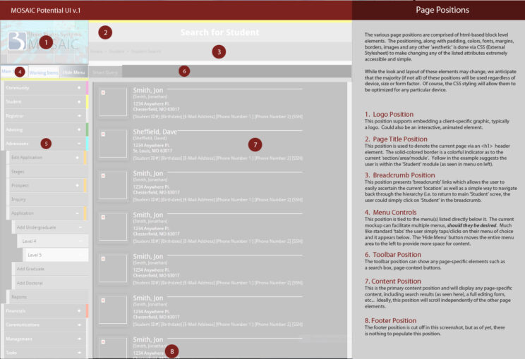 An image depicting an early iteration of the Mosaic user interface and user experience design.