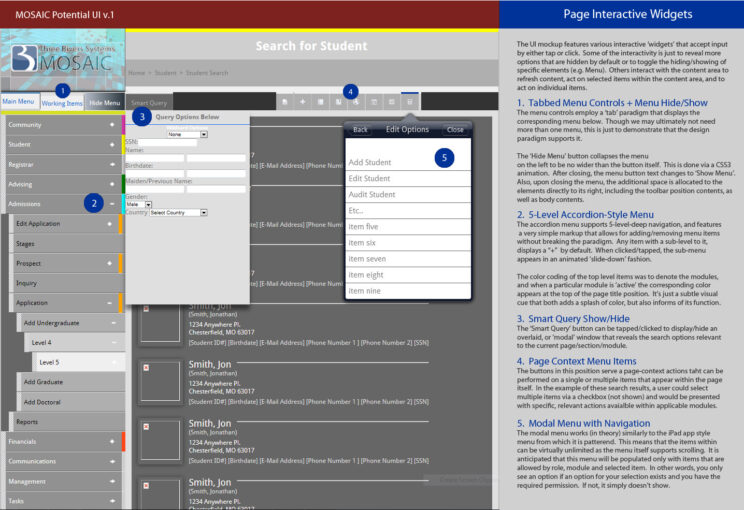 An image depicting an early iteration of the Mosaic user interface and user experience design.