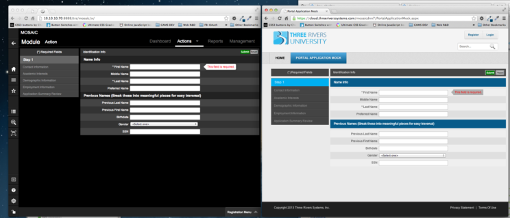 This image depicts version 1 of the Student Management interface and user experience from circa 2013.