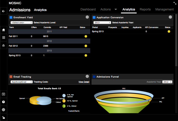 This image depicts version 1 of the Student Management interface and user experience from circa 2013.