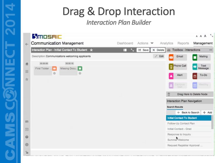 PowerPoint slide titled "Drag & Drop Interaction - Interaction Plan Builder"