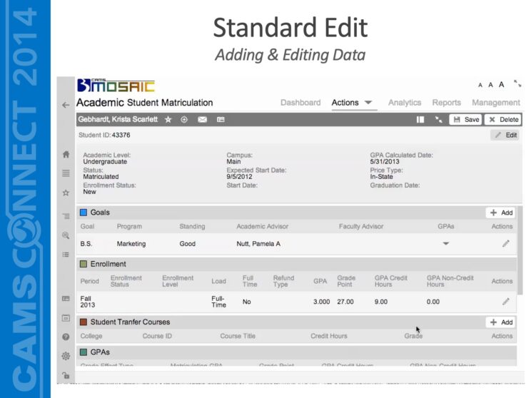 PowerPoint Slide titled "Standard Edit - Adding & Editing Data"